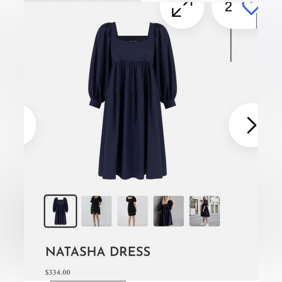 NWT $334 Monica Nera Black Cotton Mini Natasha Dress Puffer Sleeve Size Small - Picture 2 of 10